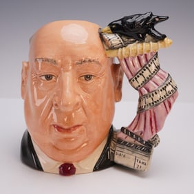 Royal Doulton Character Jug, Alfred Hitchcock D6987 Pink Shower Curtain