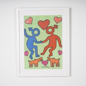 Keith Haring (Attr.) Mixed Media on Paper Signed & Foundation Stamp