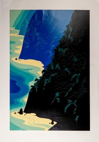 Eyvind Earle, Serigraph on Paper, Blue Big Sur, Signed & Numbered