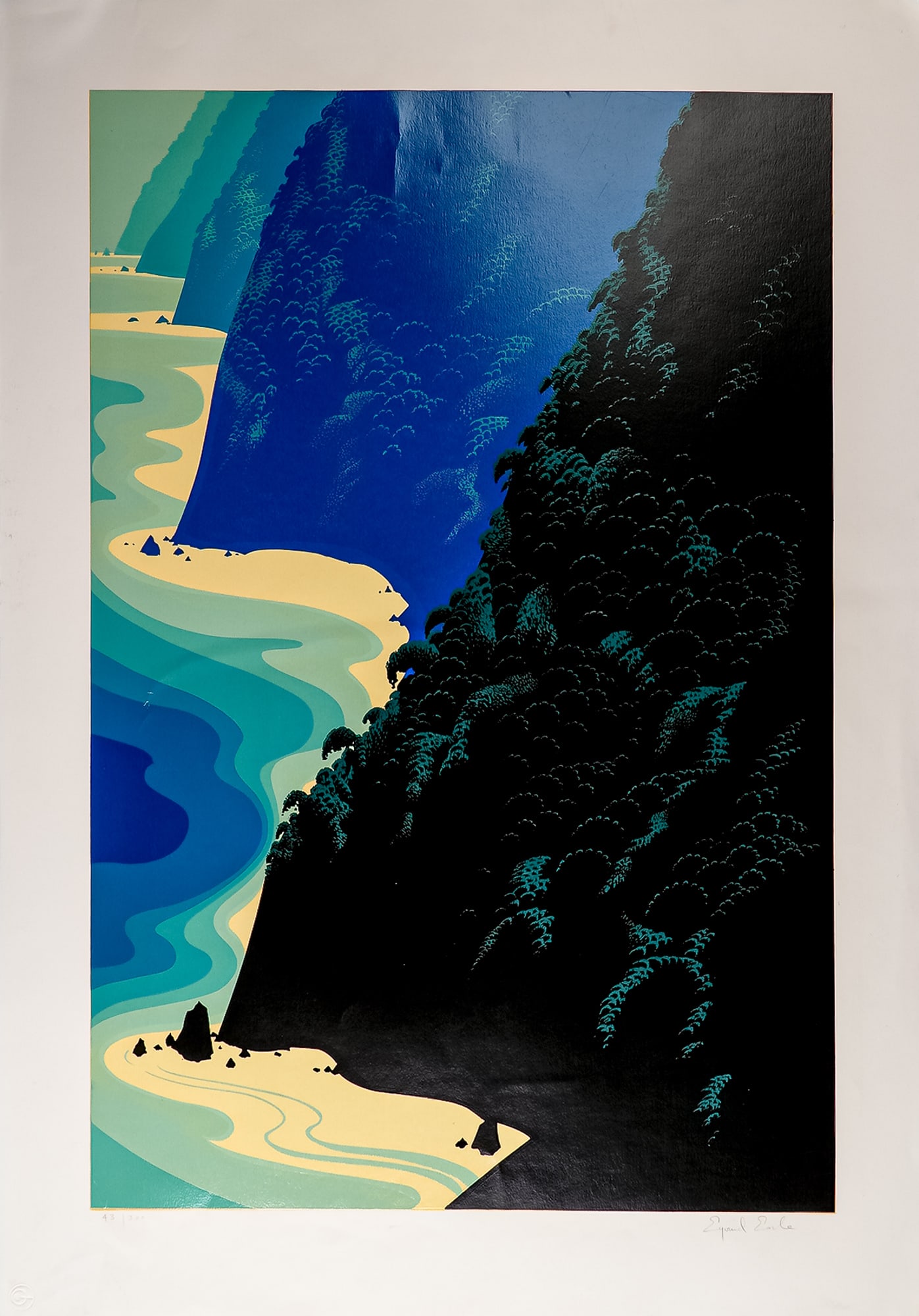 Eyvind Earle, Serigraph on Paper, Blue Big Sur, Signed & Numbered (1 of 5)