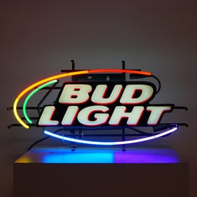 Original Bud Light Neon Bar Sign with Rainbow Accents