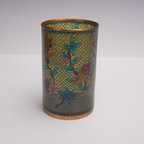 Chinese Plique-a-Jour Enamel Floral Vase
