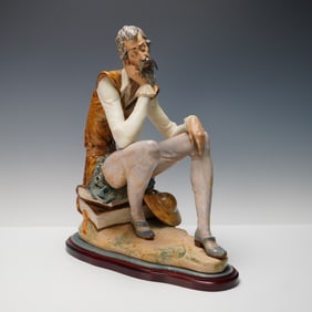 2pc Lladro Porcelain Sculpture with Base, Don Quixote Dreaming 1012084