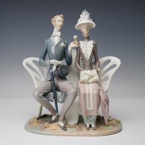 Lladro Porcelain Figurine, Lovers In The Park, 1274
