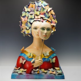 Sergio Bustamante Limited Edition Sculpture, Bust with Butterflies, S/N
