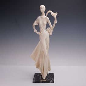 A. Santini Classic Figure Sculpture - Elegant Art Deco Lady