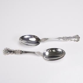 2pc Gorham Sterling Silver Dessert Spoons, Buttercup