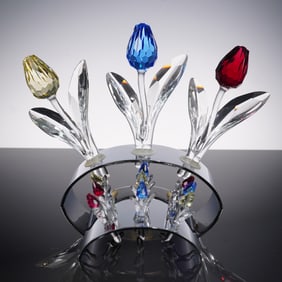 2pc Swarovski Crystal Renewal Collectibles, 3 Year Renewal Tulips