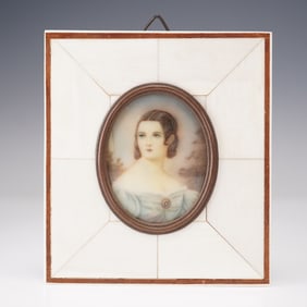 Miniature Portrait of a Lady, Cream Veneer Frame
