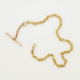Gold T-Bar Fob Pocket Watch Chain