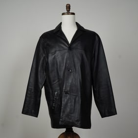 Nicole Miller New York Black Leather Jacket w/ Quilted Lining