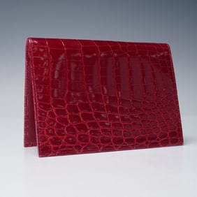 Tiffany & Co. Red Crocodile Leather Passport Cover with Dust Bag