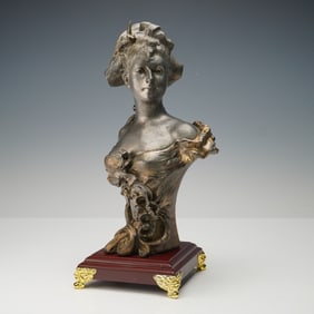 Alfred Jean Foretay (Aft.) Bronze Bust of a Maiden