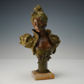 Spelter Bust of a Lady on Onyx Base
