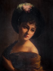 Fanny Laurent Fleury, Oil Painting on Panel, Elegant French Lady, Signed
