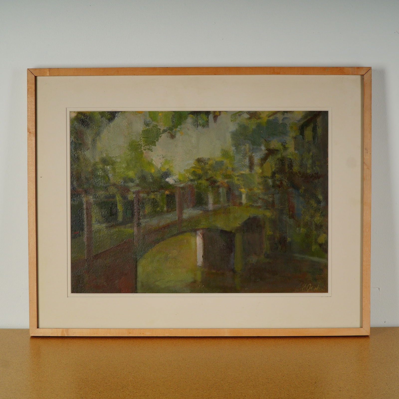 Original Oil on Board Painting, Bridge Over Water, Signed (1 of 5)