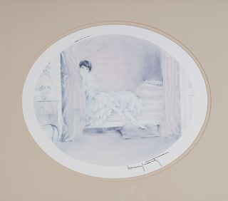Louis Icart, Art Deco Print Color Print on Paper, Pink Alcove