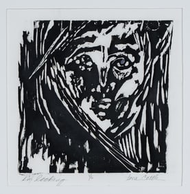 Tena Cottle, Original Linocut on Paper, I am Looking, Signed & Numbered