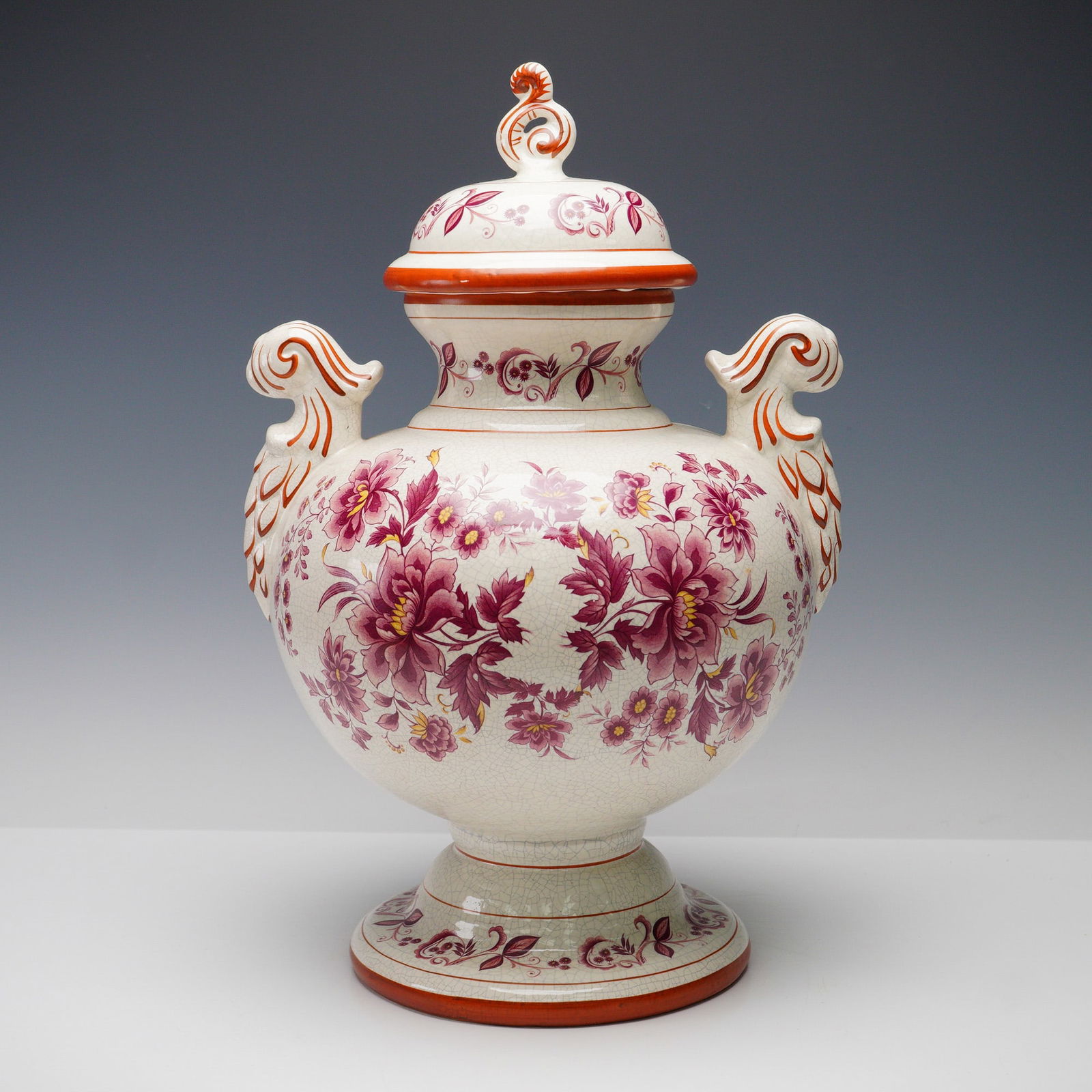 Racacer Spanish Ceramic Lidded Urn with Floral Decoration (1 of 7)