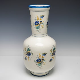 Racacer Spanish Ceramic Vase with Blue Floral Design