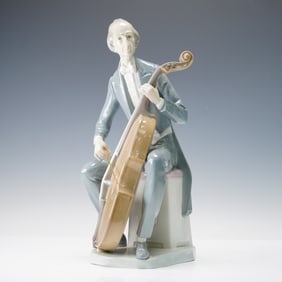 Lladro Porcelain Figurine, Cellist 1004651 with Box