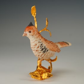 Boehm Miniature Porcelain Figurine, Grouse Perched on Gold Base
