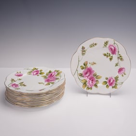 11pc Shelley Fine Bone China Salad Plates, Rambler Rose
