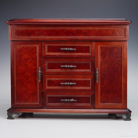 Wooden Jewelry Chest with Mirror and Drawers