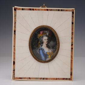 Antique Hand Painted Portrait Miniature Marie Antoinette