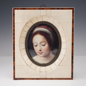 Miniature Portrait of a Lady on Bone Frame