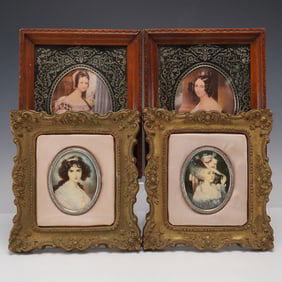 4pc Ornate Frames with Victorian Ladies Portraits