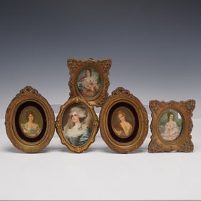 5pc Cameo Creation Miniature Portraits in Ornate Frames