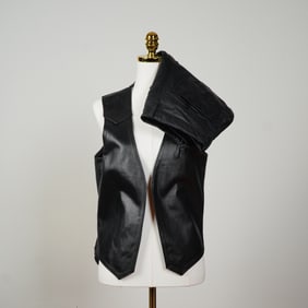 Black Leather Vest & Gap Leather Pants Two-Piece Ensemble