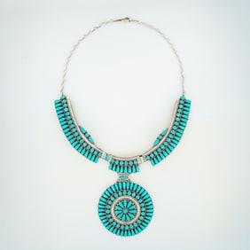 Juliana Williams Navajo Sterling Silver and Turquoise Ceremonial Necklace