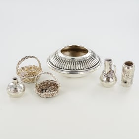 6pc Navajo Sterling Silver Seed Pot and Miniature Vessels
