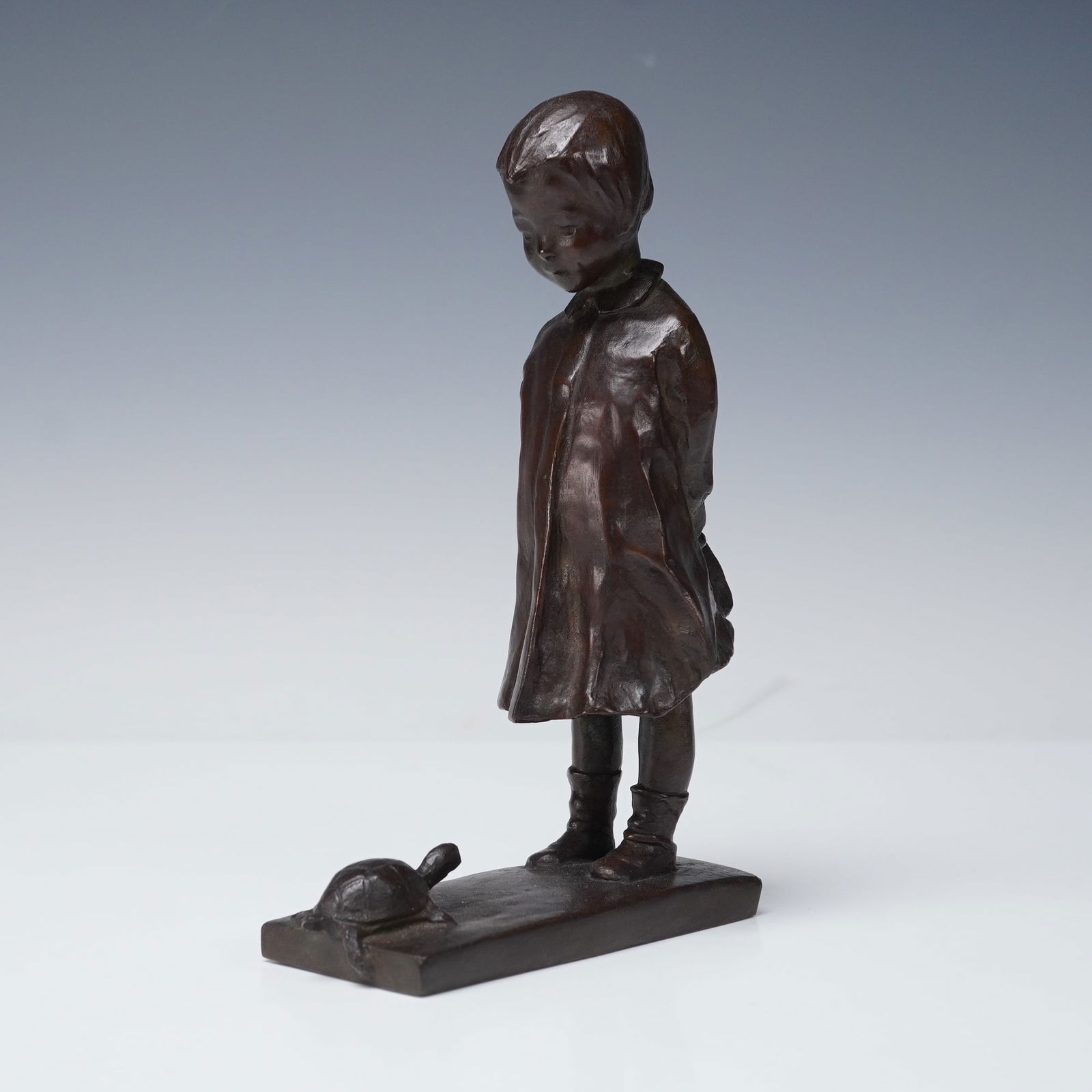 M.J. Cornwell Fecit Bronze, Young Girl and a Turtle, 1909 Limited Edition (1 of 7)