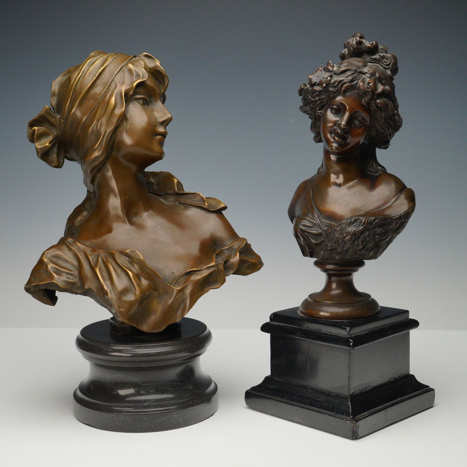 2pc Bronze Finish Bust Sculptures (1 of 8)