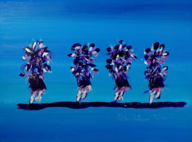Pablo Antonio Milan, Acrylic & Oil Painting Native American Dancers, Signed