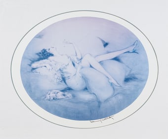 Louis Icart, Framed Art Deco Print on Paper, Cigarette Memories