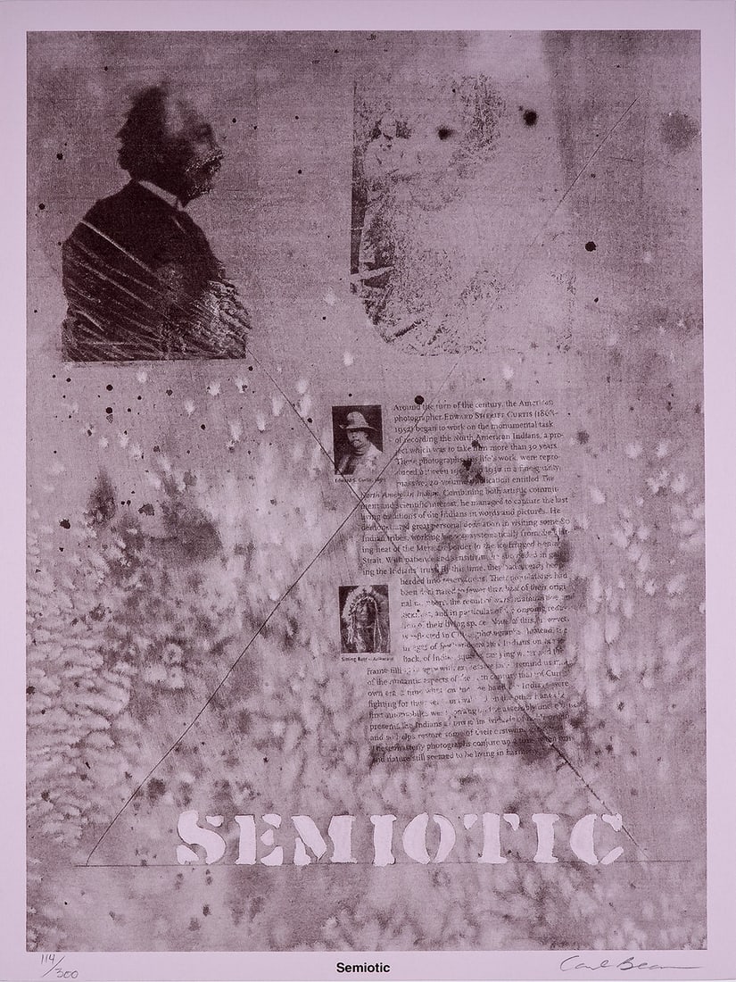 Carl Beam, Lithograph on Paper, Semiotic Intrusion 4, Signed & Numbered (1 of 5)