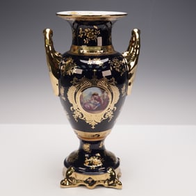 Imperial Limoges Cobalt-Gilt Italy Design Baluster Vase