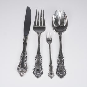 4pc Gorham Sterling Silver Medici Serving Utensils & Stainless Dinner Knife