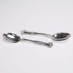 2pc Gorham Sterling Silver Dessert Spoons, Buttercup