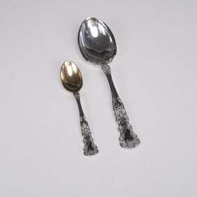 2pc Gorham Sterling Silver Sugar Spoon & Demitasse Spoon, Buttercup