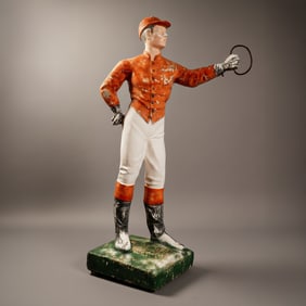 Authentic Cast Iron Jockey Hitching Post Lawn Jockey Statue