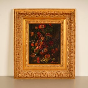 Original 19th Century Oil on Canvas, Floral Still Life, Signed Walher