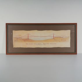Framed Golden Gate Bridge Dedication Blueprint Poster Print