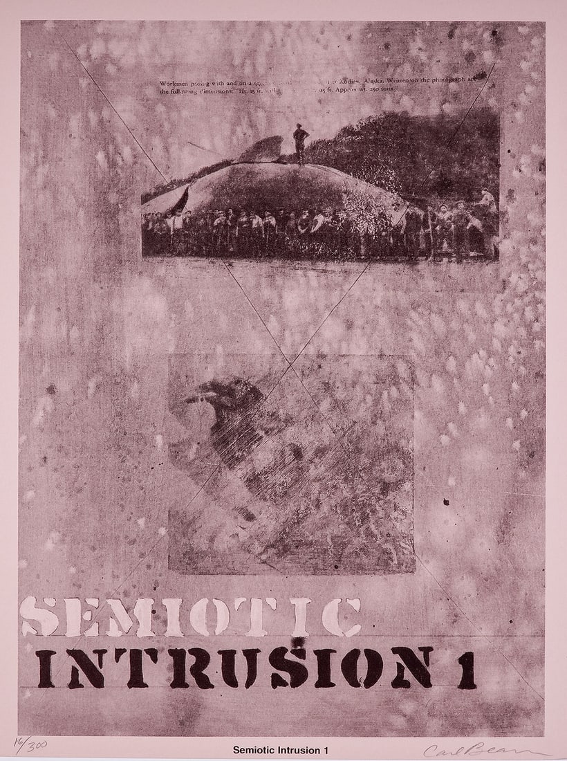 Carl Beam, Lithograph on Paper, Semiotic Intrusion 1, Signed & Numbered (1 of 5)