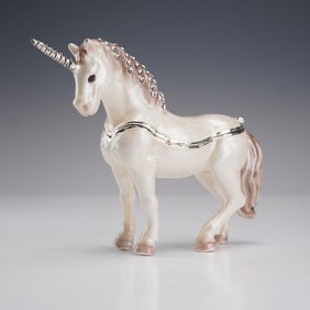 Unicorn Ring Box Enamel with Crystals Hand Painted