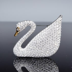 Swarovski 100th Anniversary Crystal Swan Pin